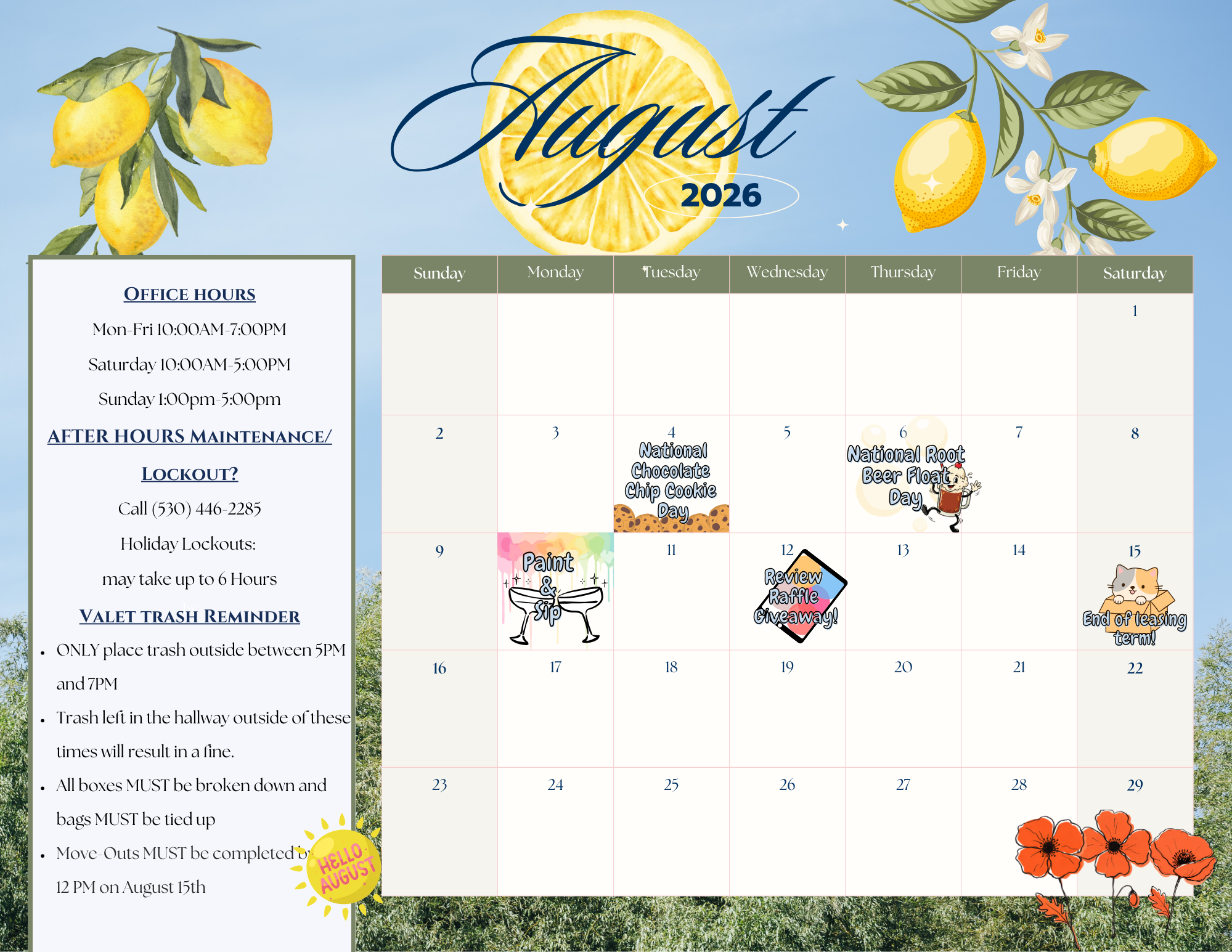 Sterling 5th Street | August Events Calendar