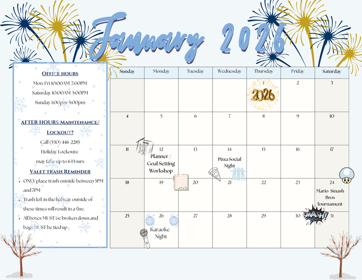 January Event Calendar