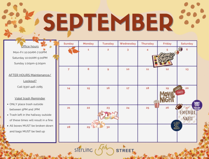 September Event Calendar