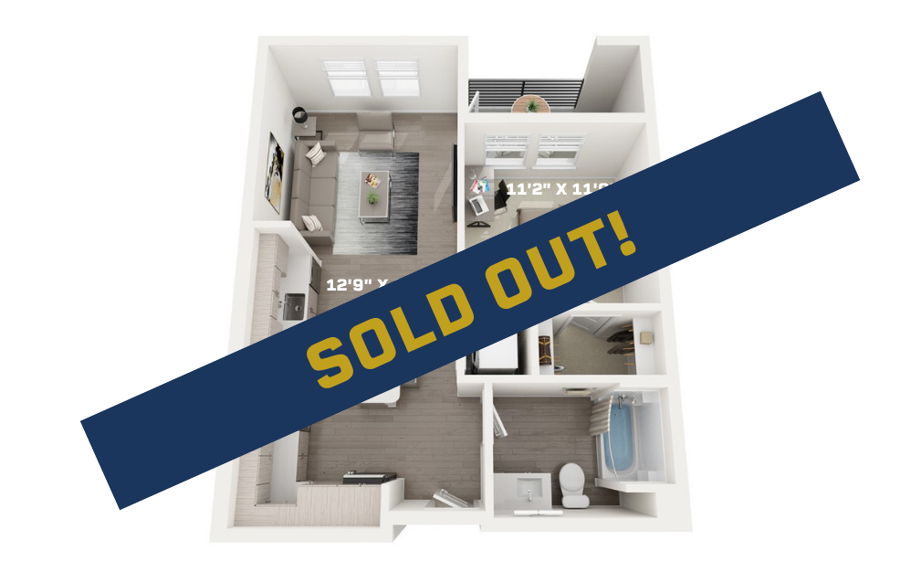 Sterling Fifth Street Student Living - A1 1 Bedroom Floorplan