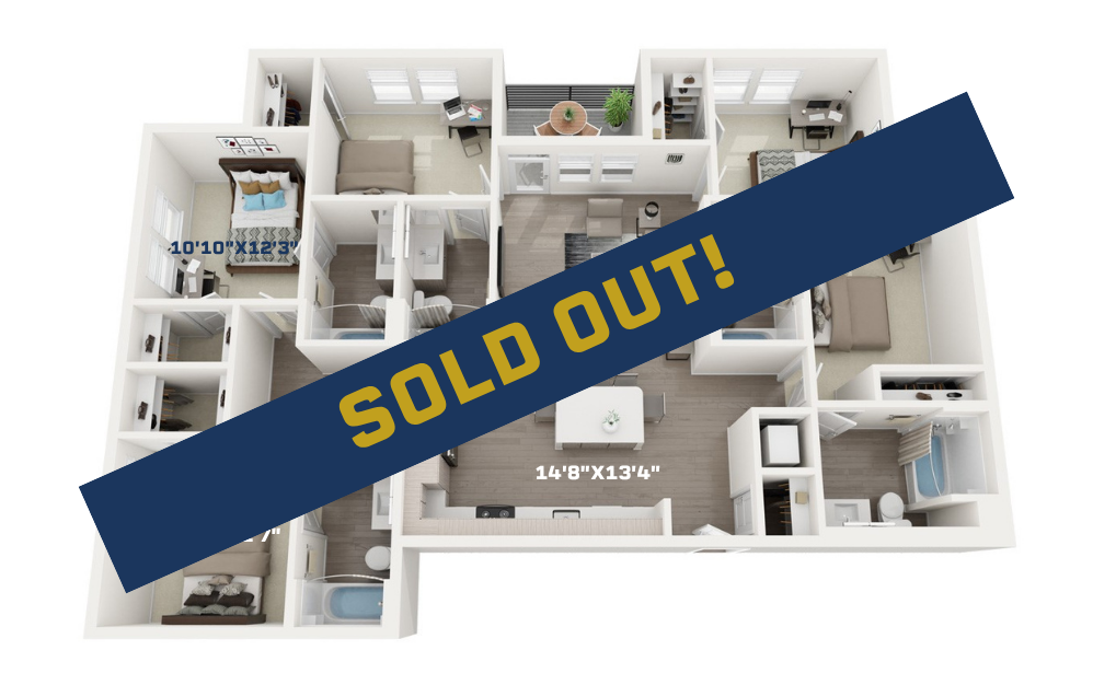 Sterling Fifth Street Student Living - E1 5 Bedroom Floorplan