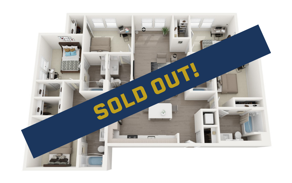 Sterling Fifth Street Student Living - E2 5 Bedroom Floorplan