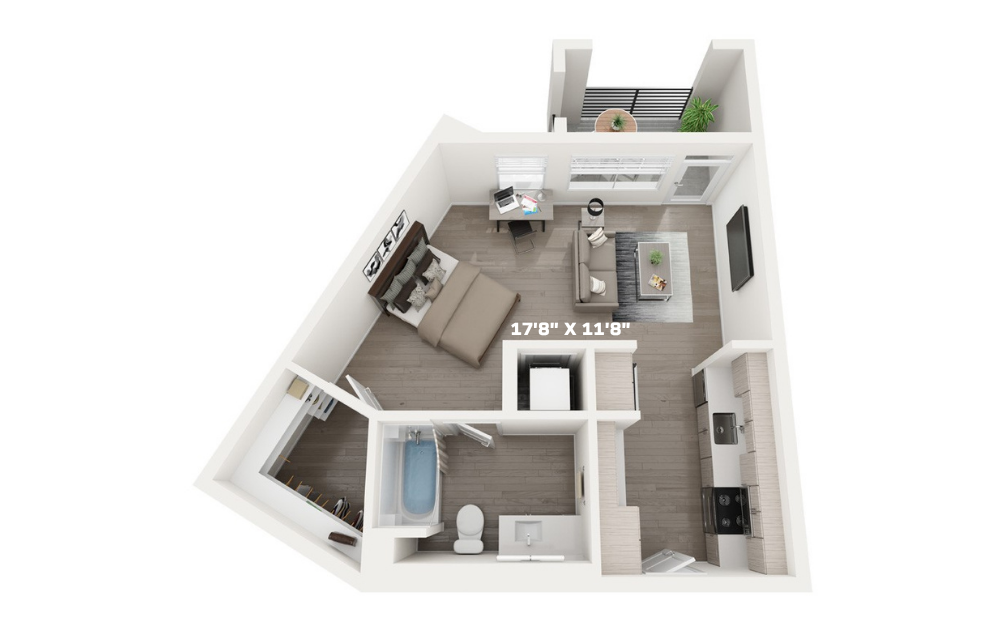 Sterling Fifth Street Student Living - S1 Studio Floorplan